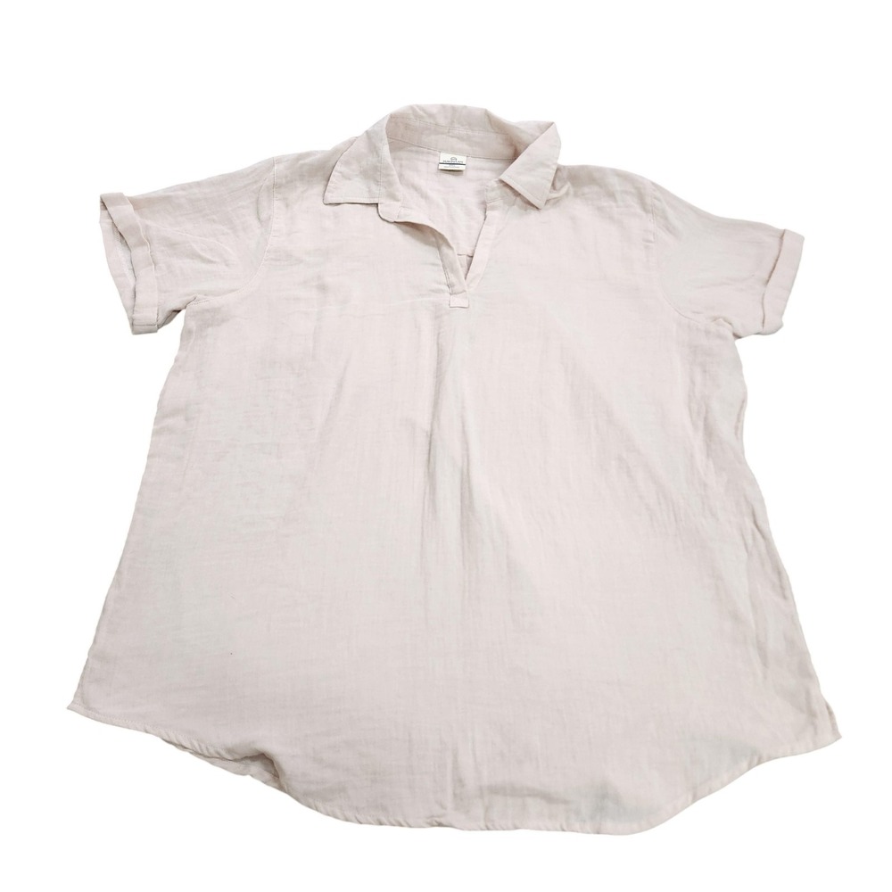 Magellan Outdoors Barton Creek Campshirt Peach Whip 2XL Short Sleeve Gauze Top